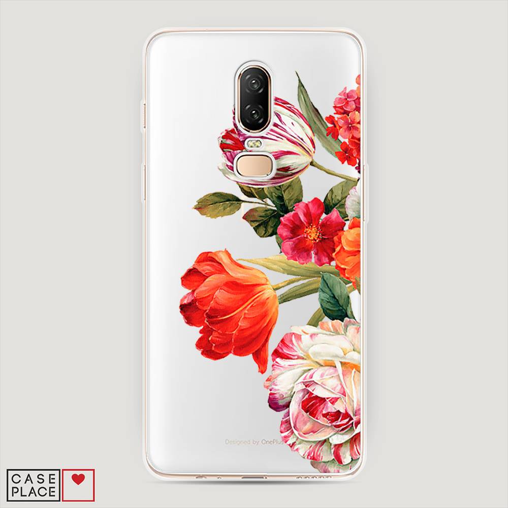 

Чехол Awog на OnePlus 6 / ВанПлас 6 "Весенний букет", Красный;розовый;зеленый, 150550-8