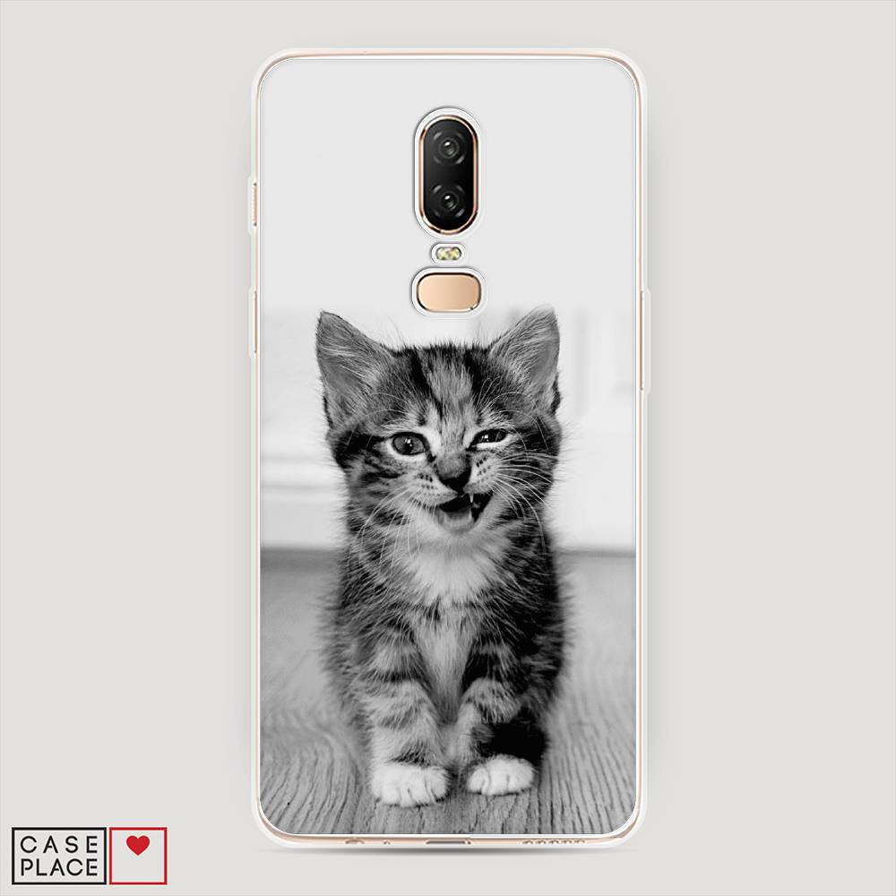 

Чехол Awog на OnePlus 6 / ВанПлас 6 "Подмигивающий котенок", Черный;серый, 150550-1