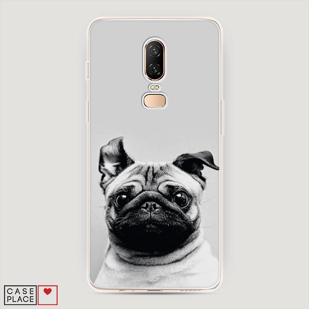 

Чехол Awog на OnePlus 6 / ВанПлас 6 "Ушастый мопс", Серый, 150550-1