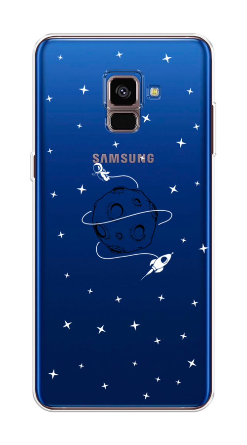 

Чехол на Samsung Galaxy A8 2018 "Полет вокруг луны", Белый;серый;черный, 25450-2