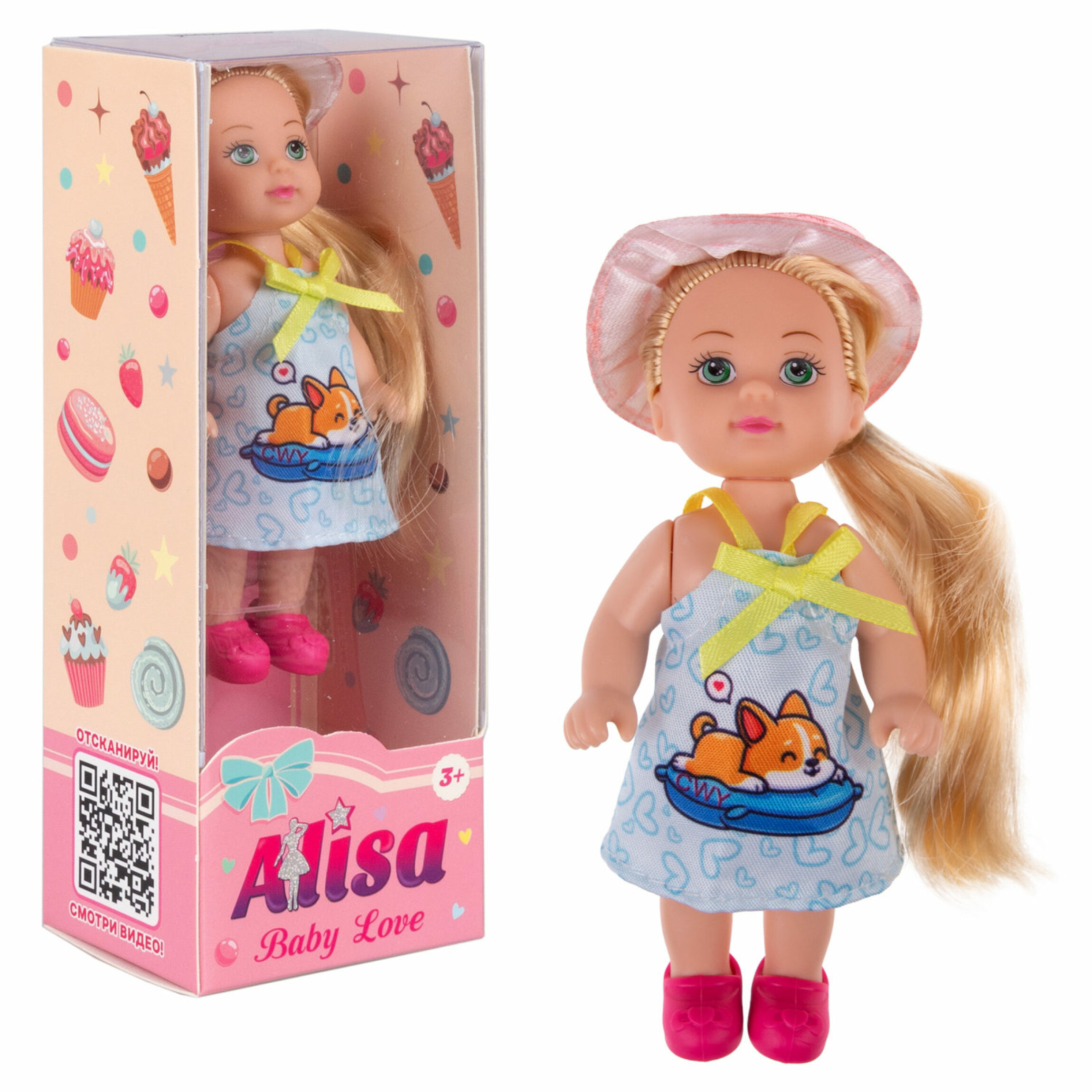 Кукла 1toy T25194-4 ALISA BABY LOVE в летней одежде, 12 см, в голубом платье