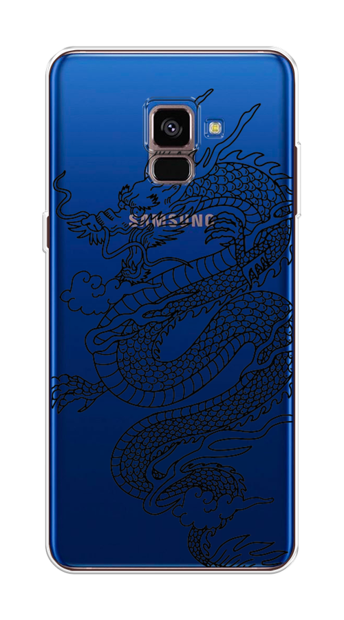 

Чехол на Samsung Galaxy A8 2018 "Большой китайский дракон", Черный;серый, 25450-1