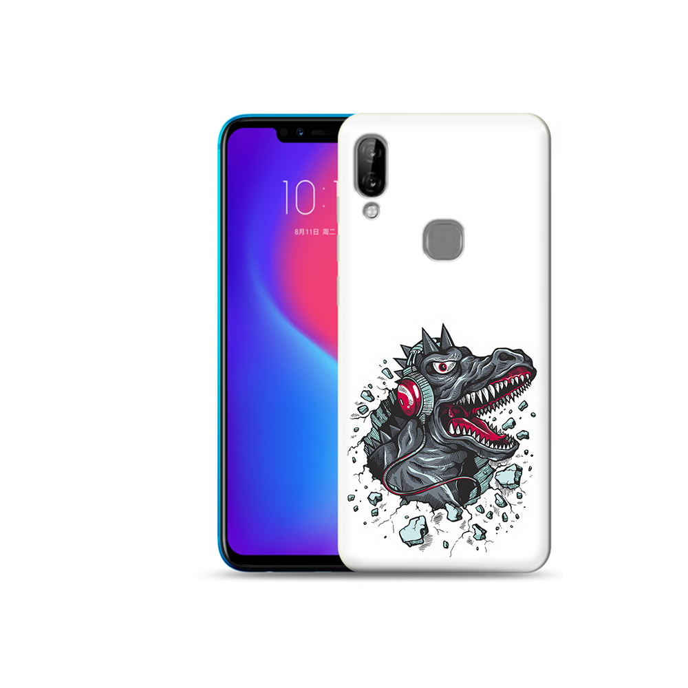 

Чехол MyPads Tocco для Lenovo S5 Pro Нарисованный динозавр в наушниках, Прозрачный, Tocco