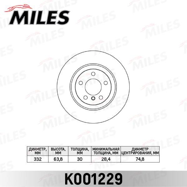 

Диск Тормозной Bmw X5 E70 3.0/X6 E71 3.0 (Usa) Передний D=332 Мм Miles Miles арт. K001229