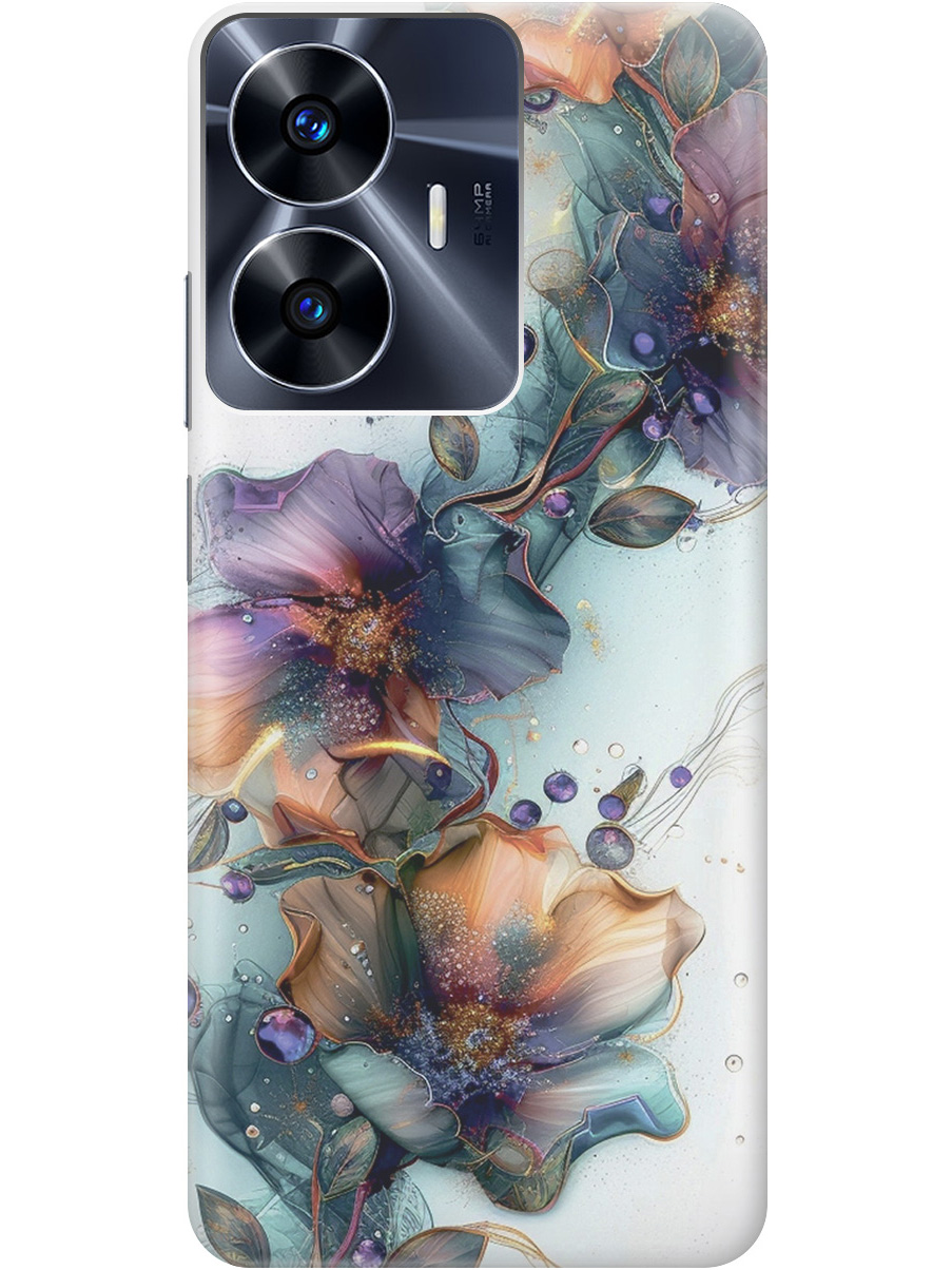 

Силиконовый чехол на Realme C55 с принтом "Мистические цветы", Прозрачный;белый;зеленый, 768742710
