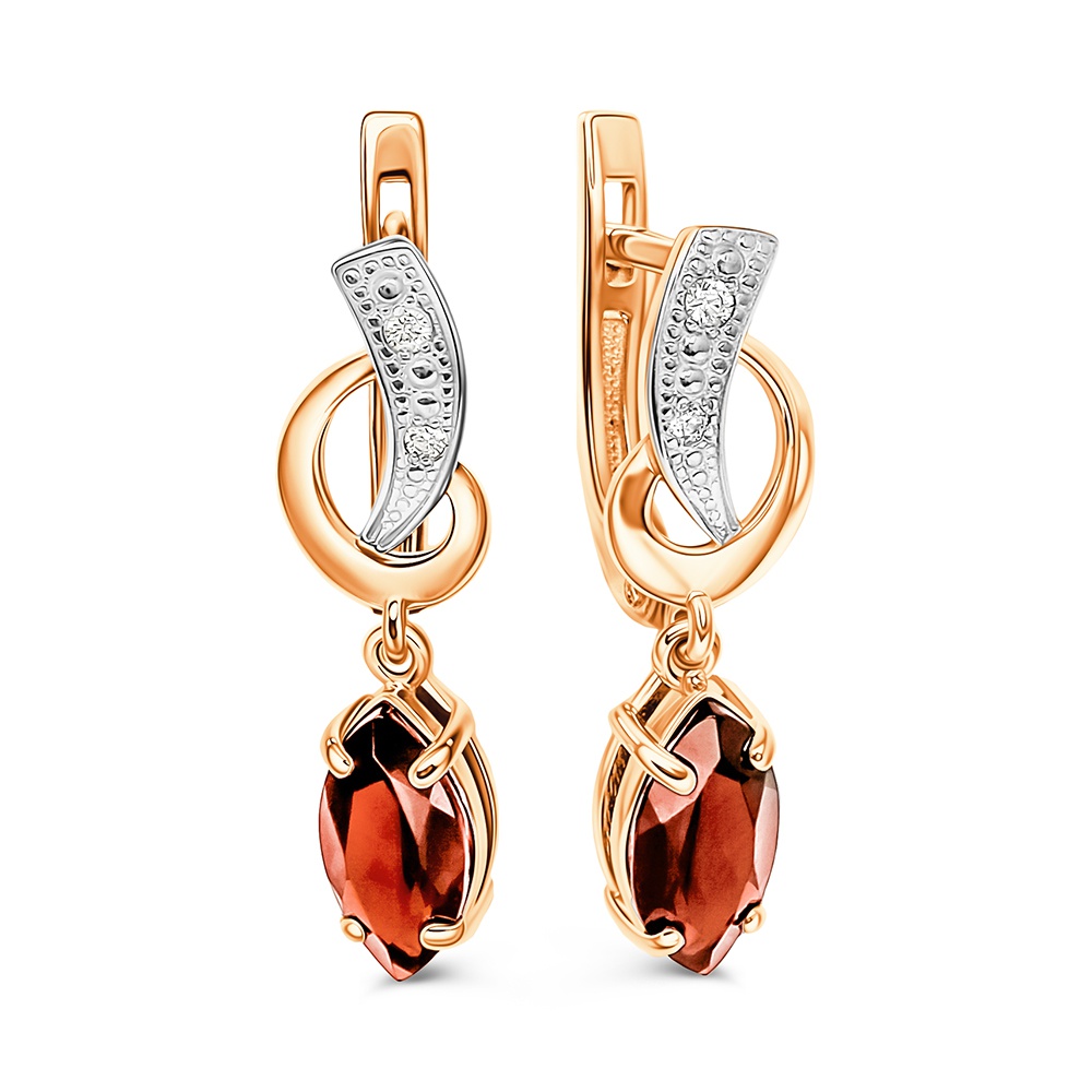 

Серьги из золота 585Gold 202011510, гранат/фианит, 202011510