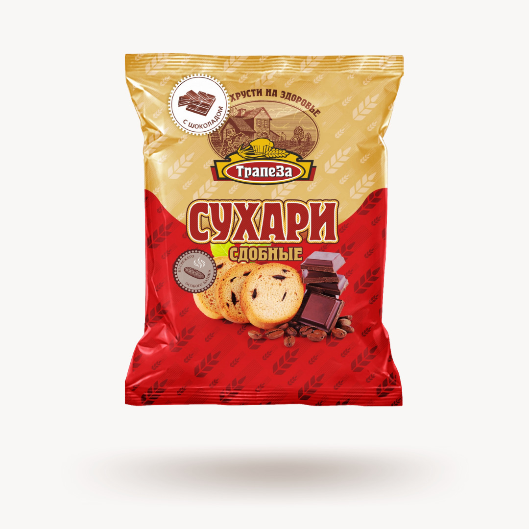

Сухари Трапеза сдобные с шоколадом, 3 шт по 200 г, сдобные с шоколадом