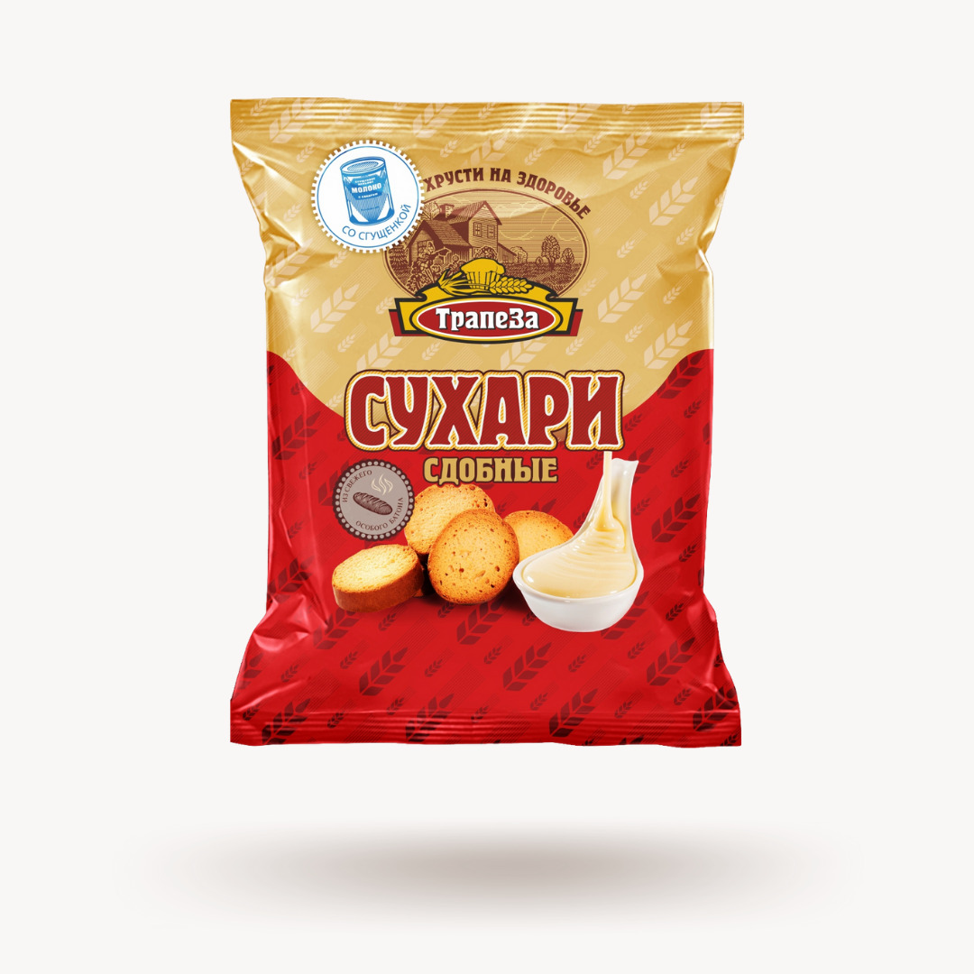

Сухари Трапеза сдобные со сгущёнкой, 3 шт по 200 г, сдобные со сгущёнкой