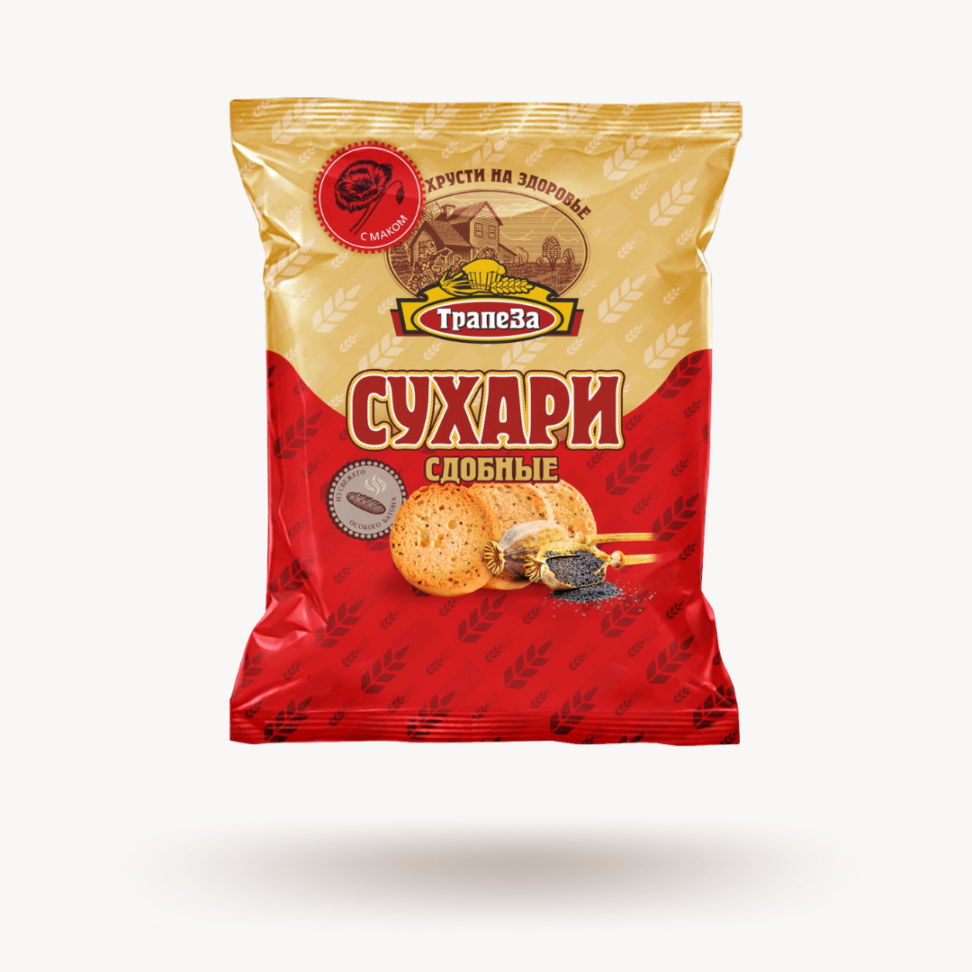 

Сухари Трапеза сдобные с маком, 3 шт по 200 г, сдобные с маком