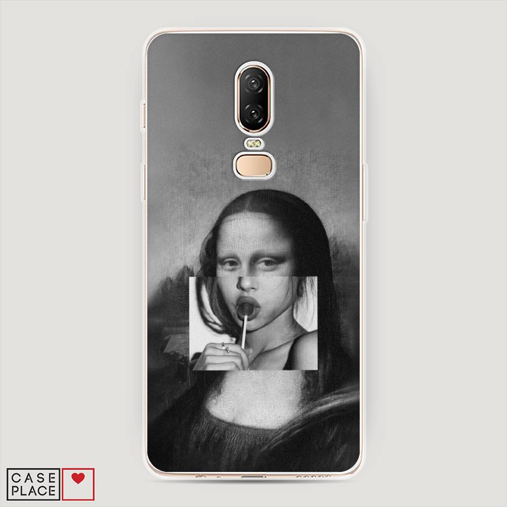 

Чехол Awog на OnePlus 6 / ВанПлас 6 "Mona Lisa sucking lollipop", Серый, 150550-9