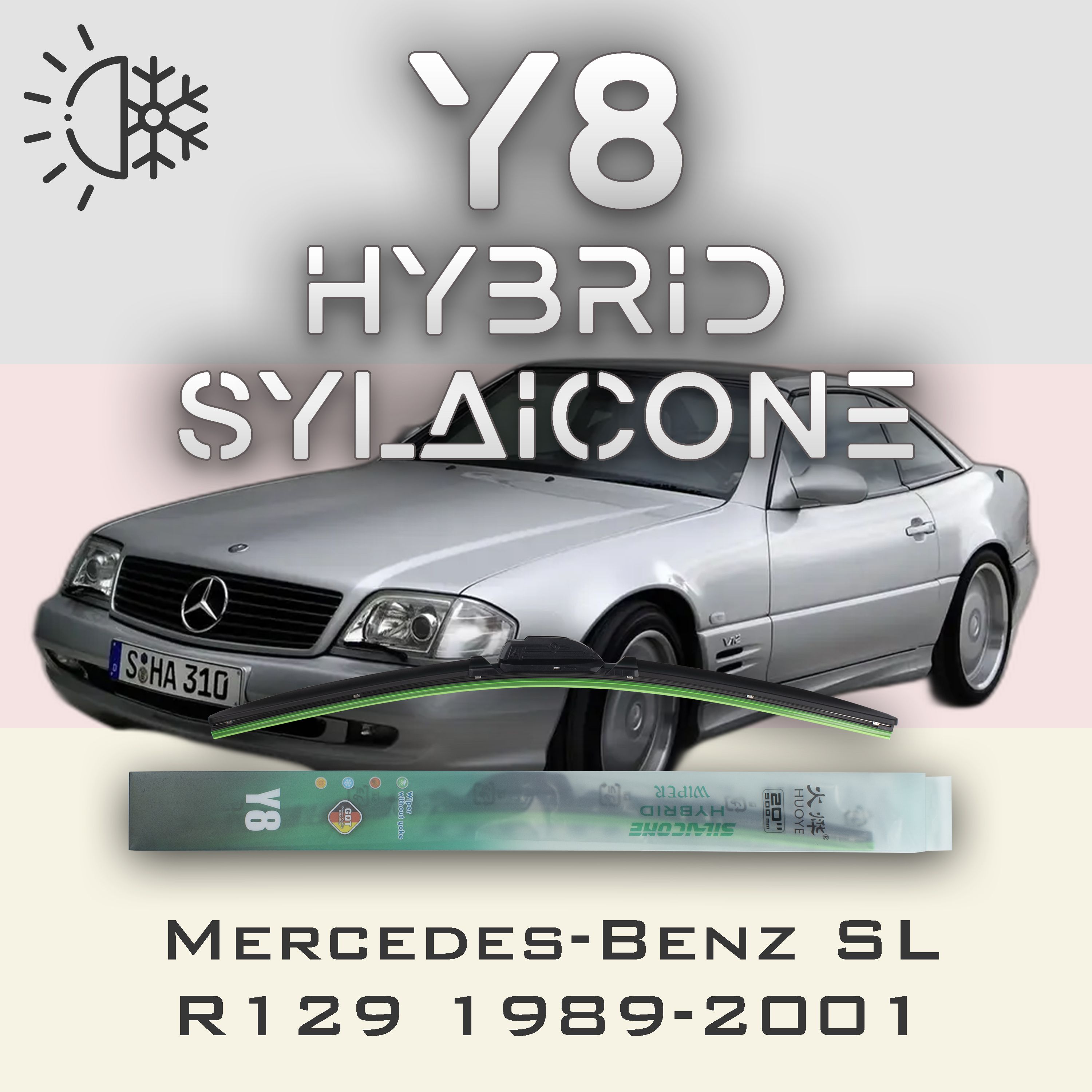 

Комплект щеток стеклоочистителя HUOYE Y8-Mercedes-Benz SL-Class R129 1989-2001, Y8