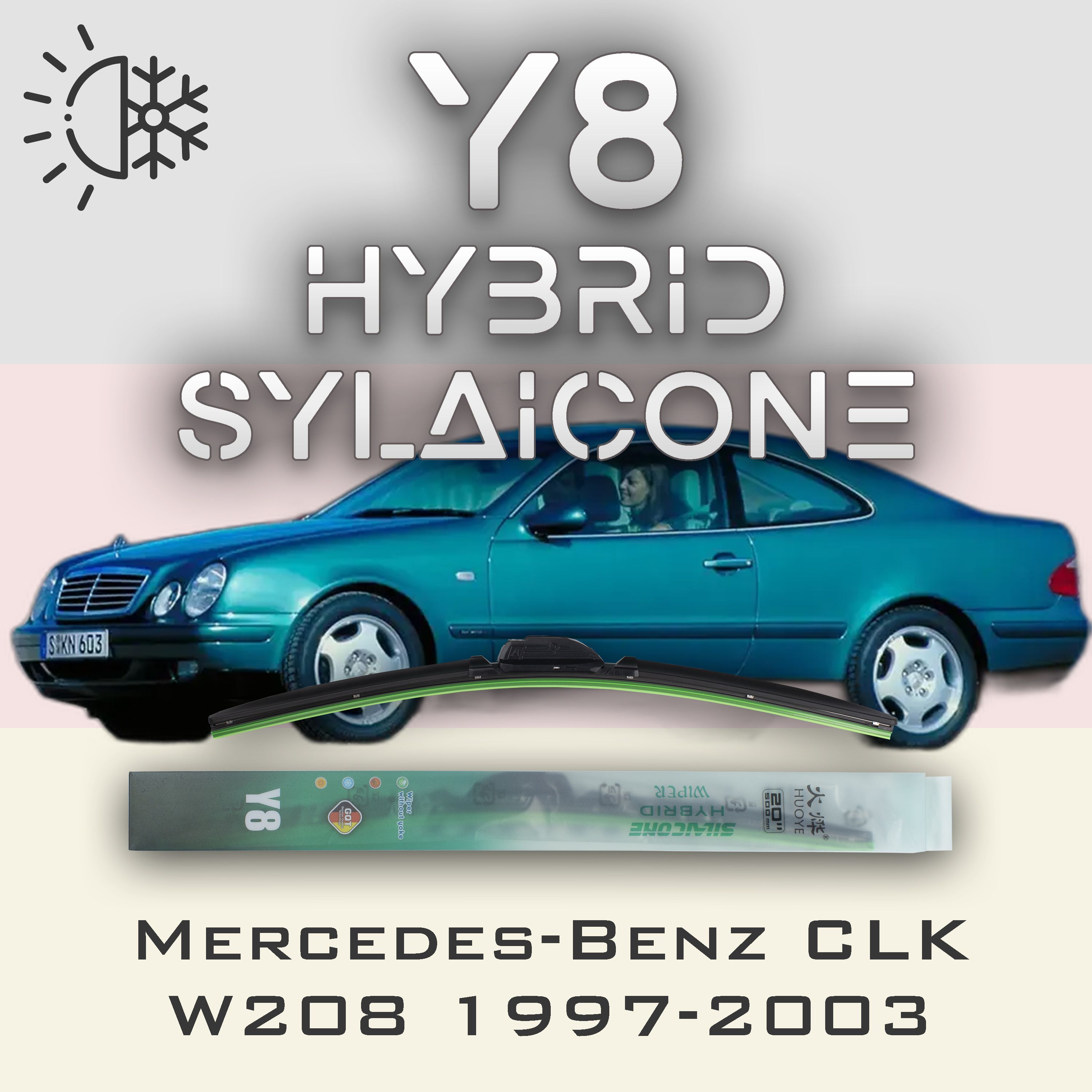 

Комплект щеток стеклоочистителя HUOYE Y8-Mercedes-Benz CLK-Class W208 1997-2003, Y8