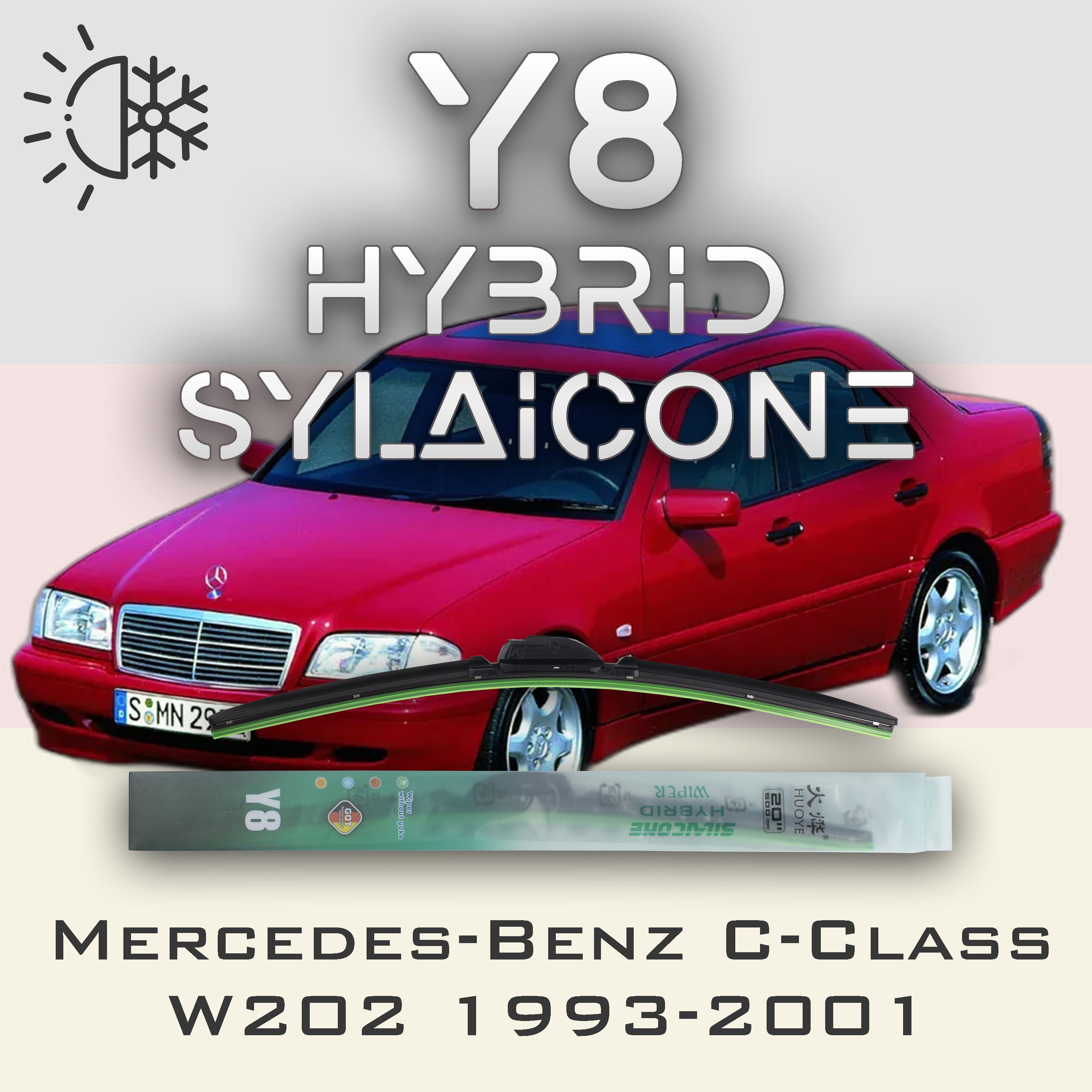 

Комплект щеток стеклоочистителя HUOYE Y8-Mercedes-Benz C-Class W202\S202 1993-2001, Y8