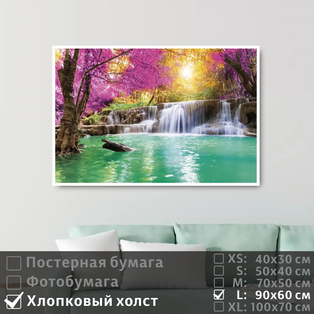 

Постер на холсте ПолиЦентр Водопад в сказочном лесу 90х60 см, ВодопадВСказочномЛесу