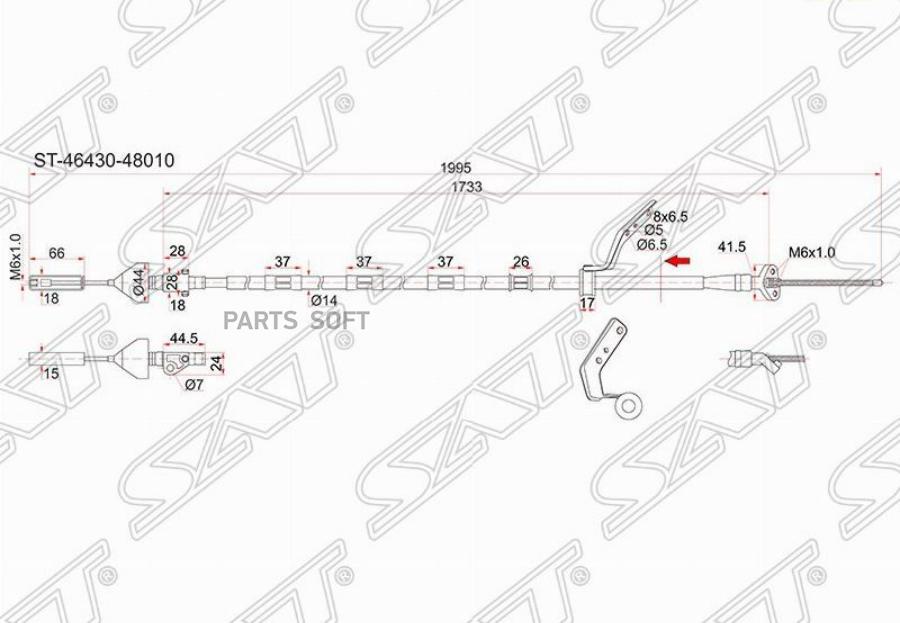 Трос Ручника Ty Harrier Acu/Sxu/Mcu10, 2wd -Lh Sat арт. ST-46430-48010