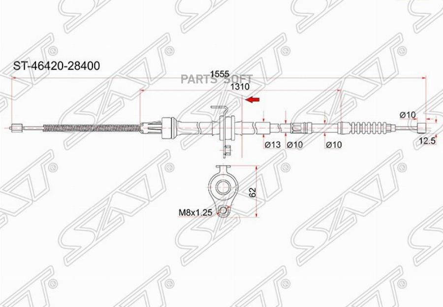 

Трос Ручника Ty Townace Noah 2wd Cr4#/Sr4# 98-, - Rh (правый) Sat арт. ST-46420-28400