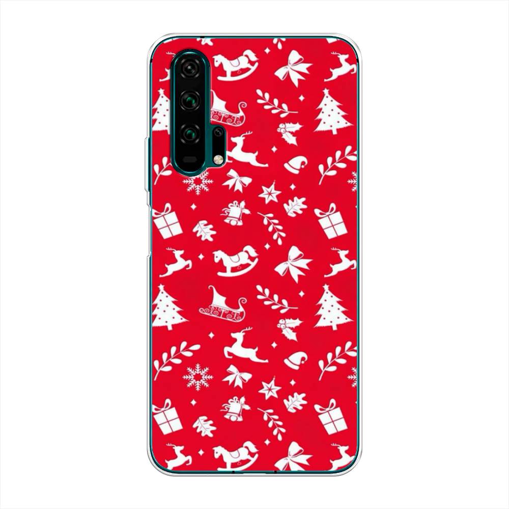 

Чехол для Honor 20 Pro "Красный новогодний фон", Красный;белый, 69350-5