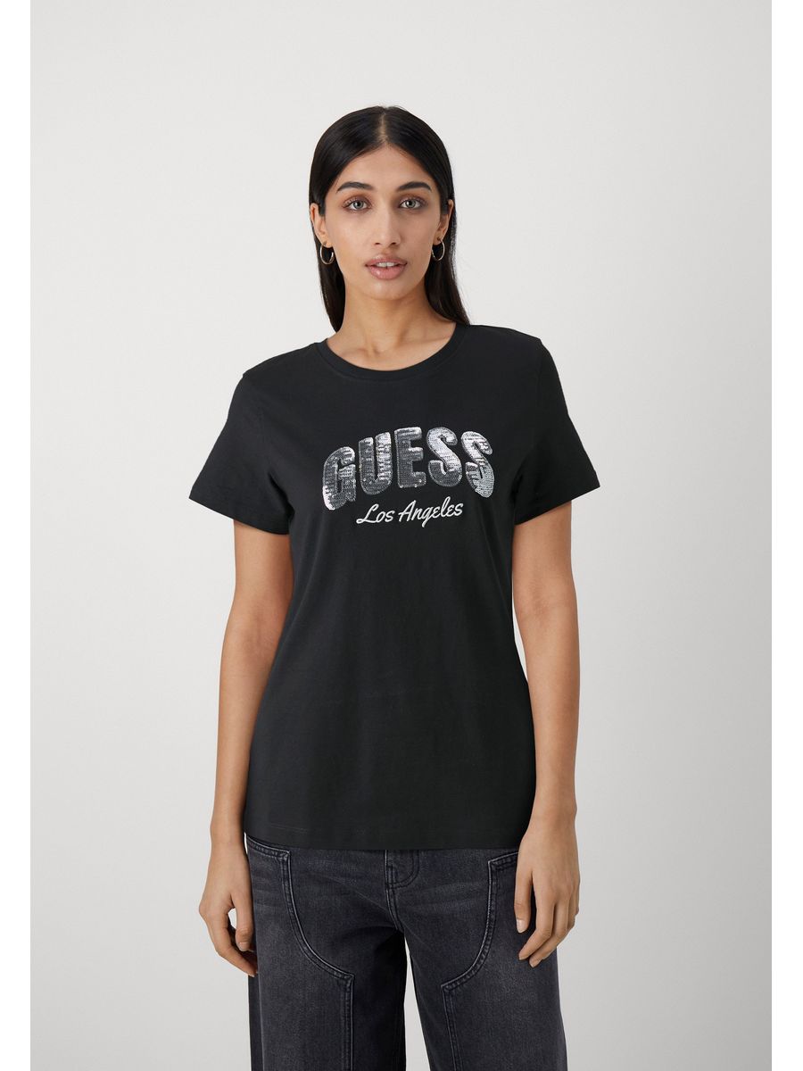 

Футболка женская Guess GU121D1QZ черная L, Черный, GU121D1QZ