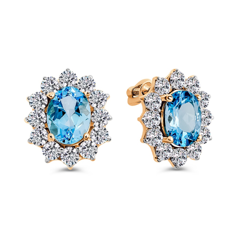

Серьги из золота 585Gold 202010841, топаз/фианит, 202010841