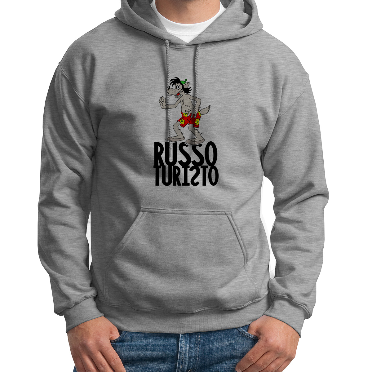 

Худи унисекс CoolPodarok Прикол Волк Russo turisto серое 50 RU, Серый, S0151383