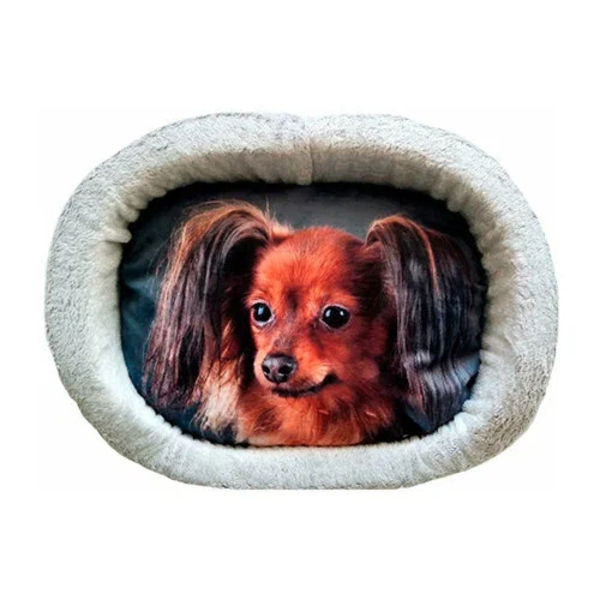 Лежак для собак PerseiLine, дизайн № 5 принт 36 овальный 55 х 47 х 16 см