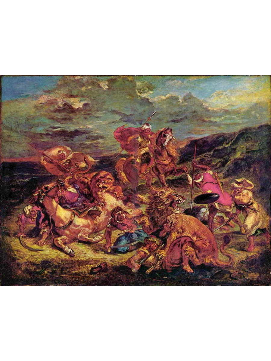 

Постер DRABS A2 Делакруа Эжен 1798 - 1863 Охота на львов