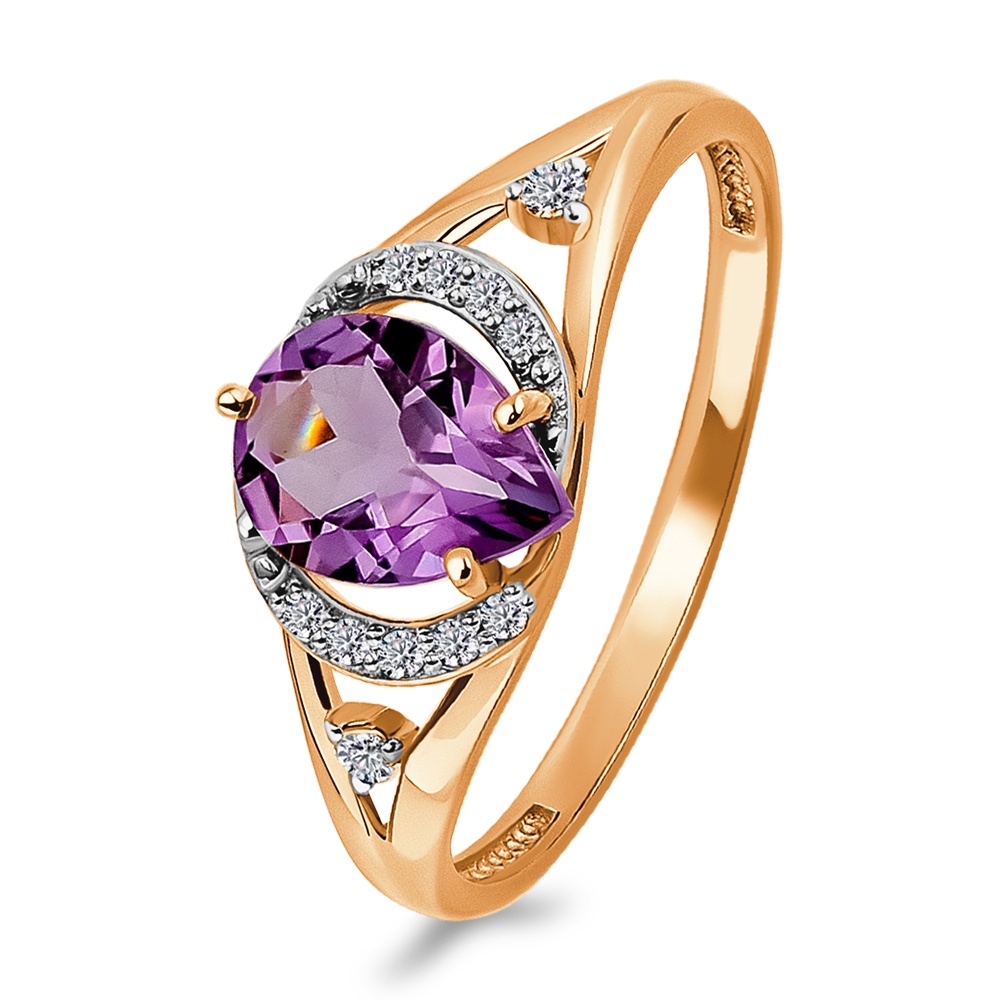 

Кольцо из золота р. , 585Gold 201015525, аметист/фианит, 201015525