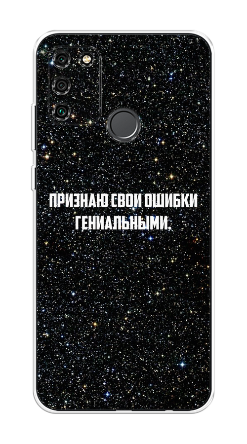 

Чехол на Honor 9A "Признаю свои ошибки гениальными", Черный;белый, 612350-6