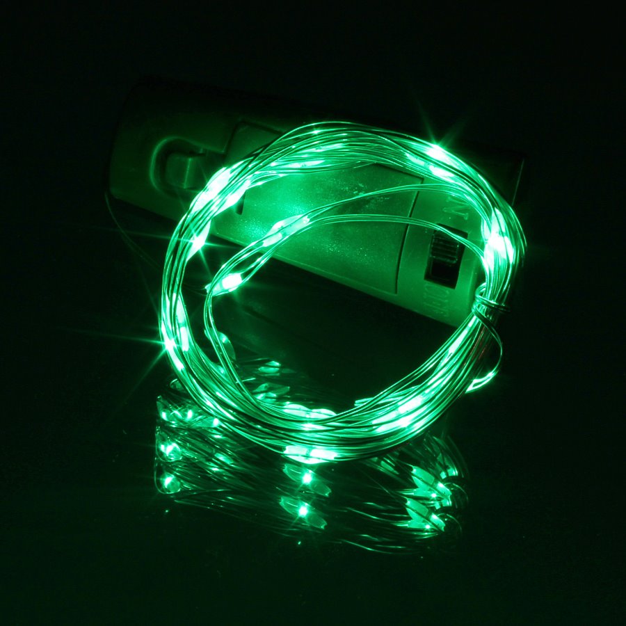фото Гирлянда "роса" 20 свд 2 метра, цвет зеленый батарейки в пробке 3ag13 disco