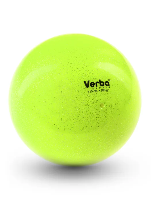 Мяч для художественной гимнастики Verba Sport с блестками лимонный 17 см