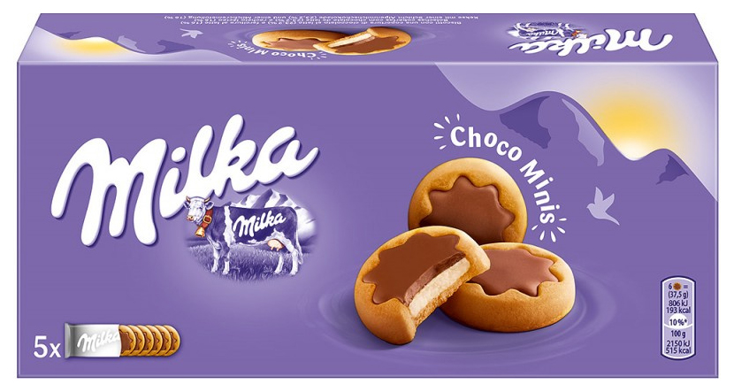 

Печенье MILKA с молочной начинкой, Частично покрытое молочным шоколадом, Коробка, 187г