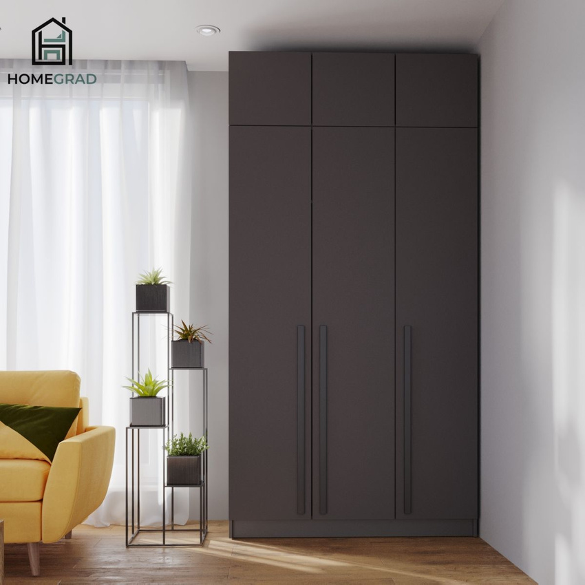 

Шкаф для одежды с антресолью HomeGrad Boston 120 см, серый графит, Boston