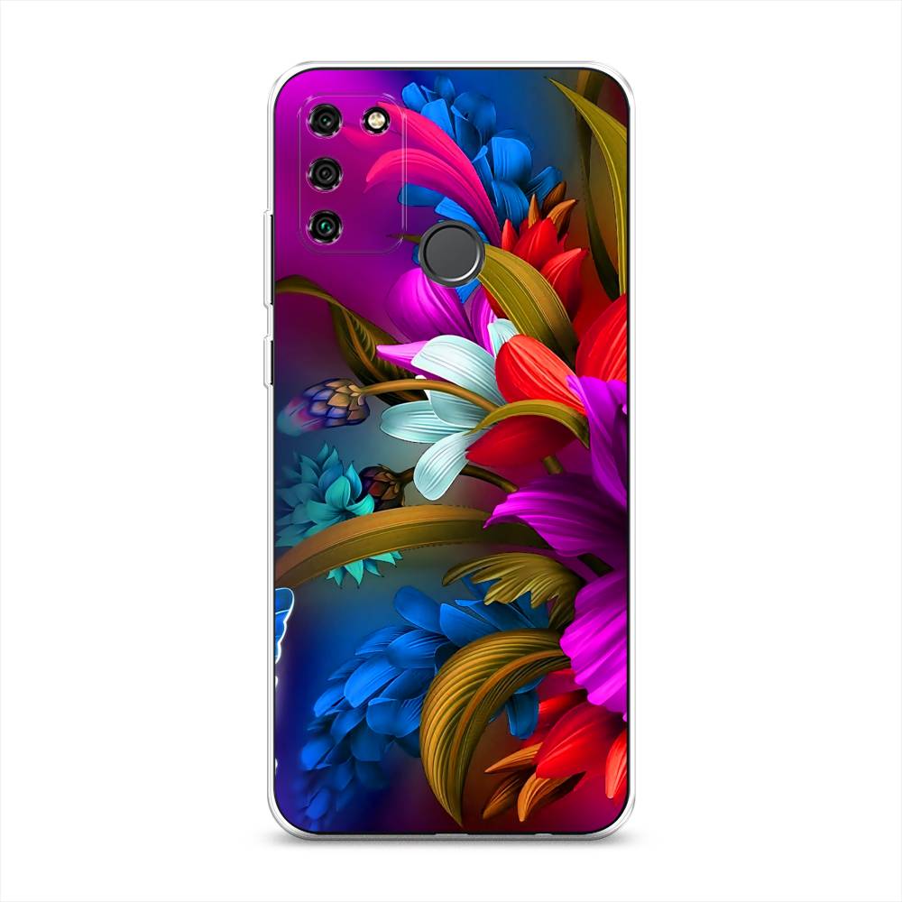 

Чехол для Honor 9A "Фантастические цветы", Фиолетовый;красный;синий, 612350-2