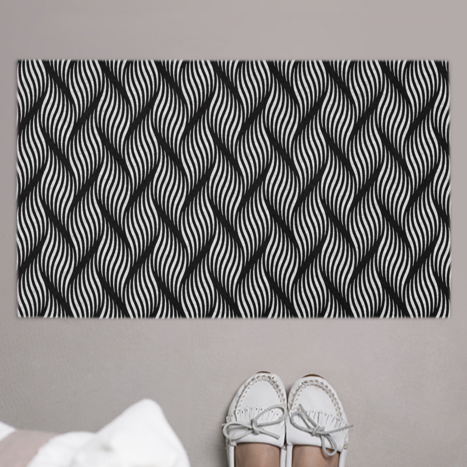 фото Придверный коврик joyarty "абстрактное плетение зентангл" резиновая основа 75x45 см