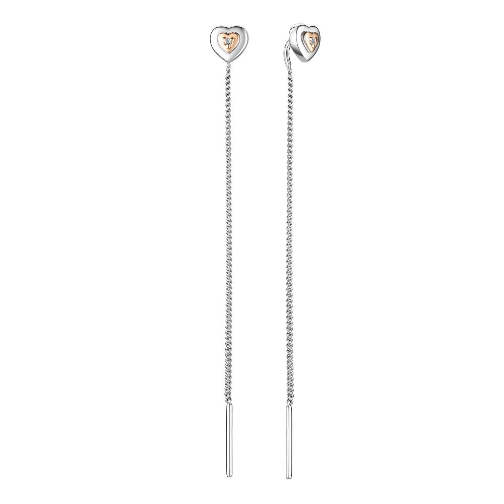

Серьги из серебра с бриллиантом АЛЬКОР 02-3005_000Б-00, 02-3005_000Б-00