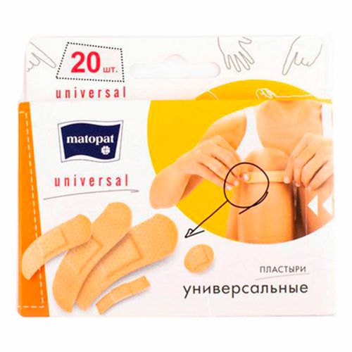 Пластыри Matopat Universal 72 х 19 мм телесные 20 шт