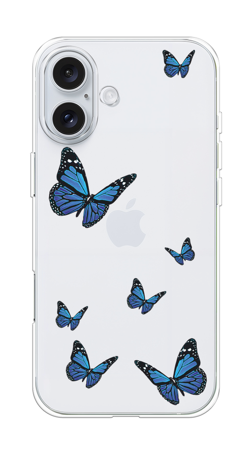 

Чехол на Apple iPhone 16 Plus "Blue butterflies", Синий;черный, 16150-1