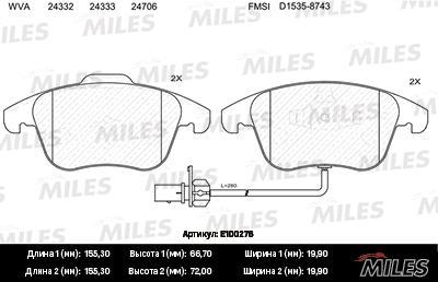 

Комплект тормозных колодок MILES e100276