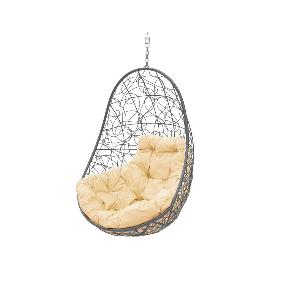 

Подвесное кресло серое M-GROUP Овал (без стойки) 11370301 бежевая подушка, Овал без стойки