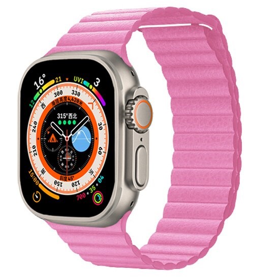 

Ремешок кожаный Leather Loop для Apple Watch 42/44/45/49 мм, 225мм, на магните, розовый