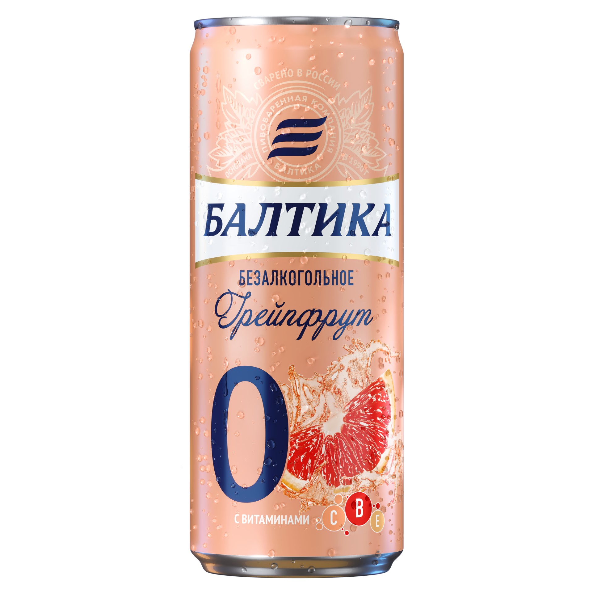 Пивной напиток, Балтика №0 безалкогольное, Грейпфрут, 0.33 л, банка