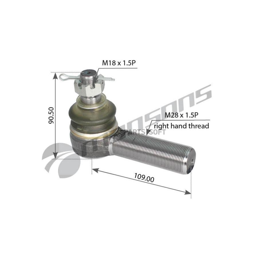 700.259 Наконечник Рулевой Правый M28X1.5 M18X1.5/20 L108Omn Mb,Man,Daf,Iveco,Rvi,Volvo