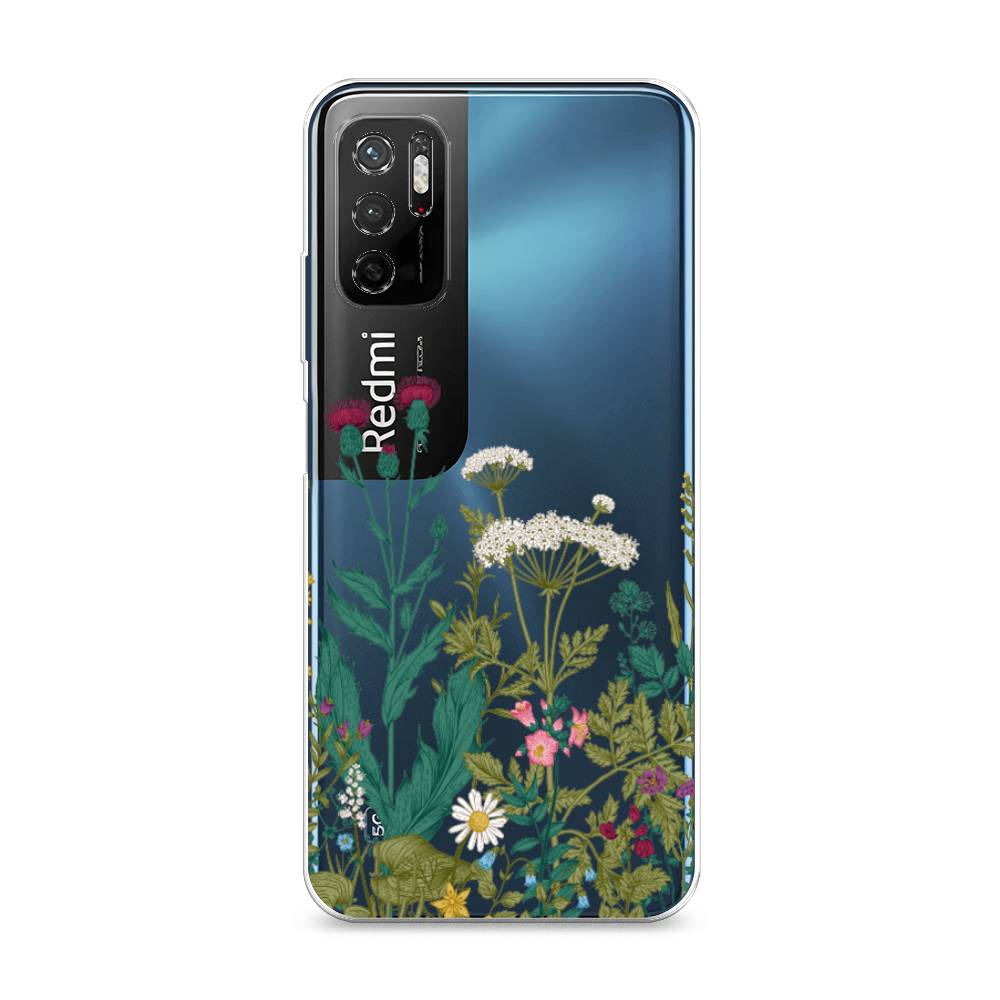 

Чехол на Xiaomi Redmi Note 11SE "Дикие полевые цветы", Зеленый;розовый;белый, 315950-2