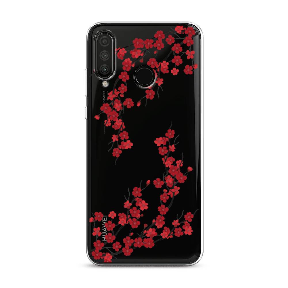 

Чехол на Huawei P30 Lite/Honor 20S/20 Lite 2020 "Красная сакура", Красный;черный, 611250-2