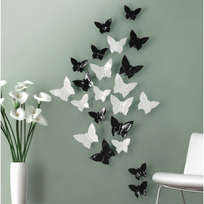 фото Декор настенный бабочки 11 см x 13 см, белый, (набор 5 шт) nobrand