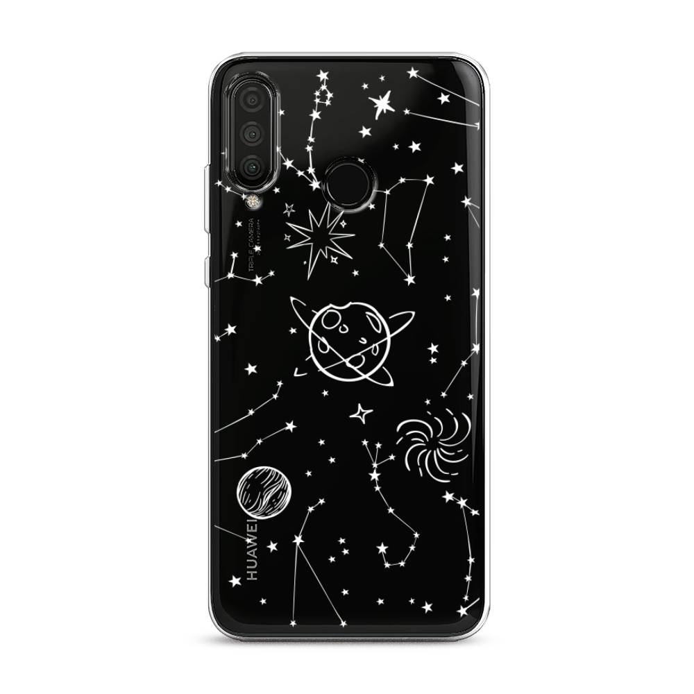 

Чехол на Huawei P30 Lite/Honor 20S/20 Lite 2020 "Планеты в космосе", Белый, 611250-2