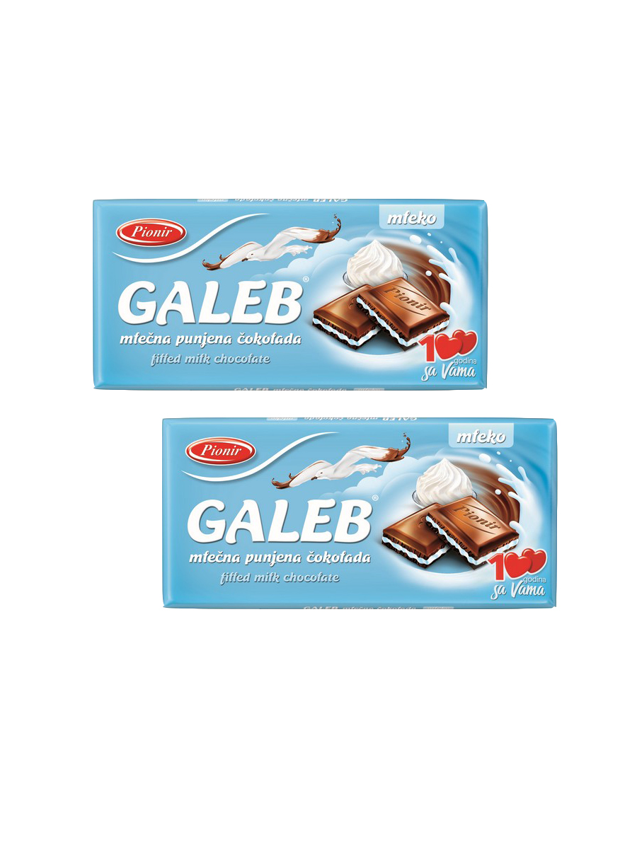 

Молочный шоколад Pionir 60% Galeb с молочной начинкой, 80г 2 шт, 1610000971126