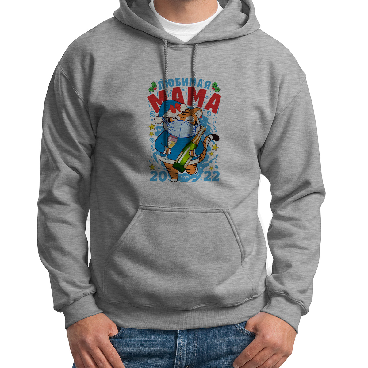 

Худи унисекс CoolPodarok Любимая мама тигрица белое 46 RU, CX46S03133