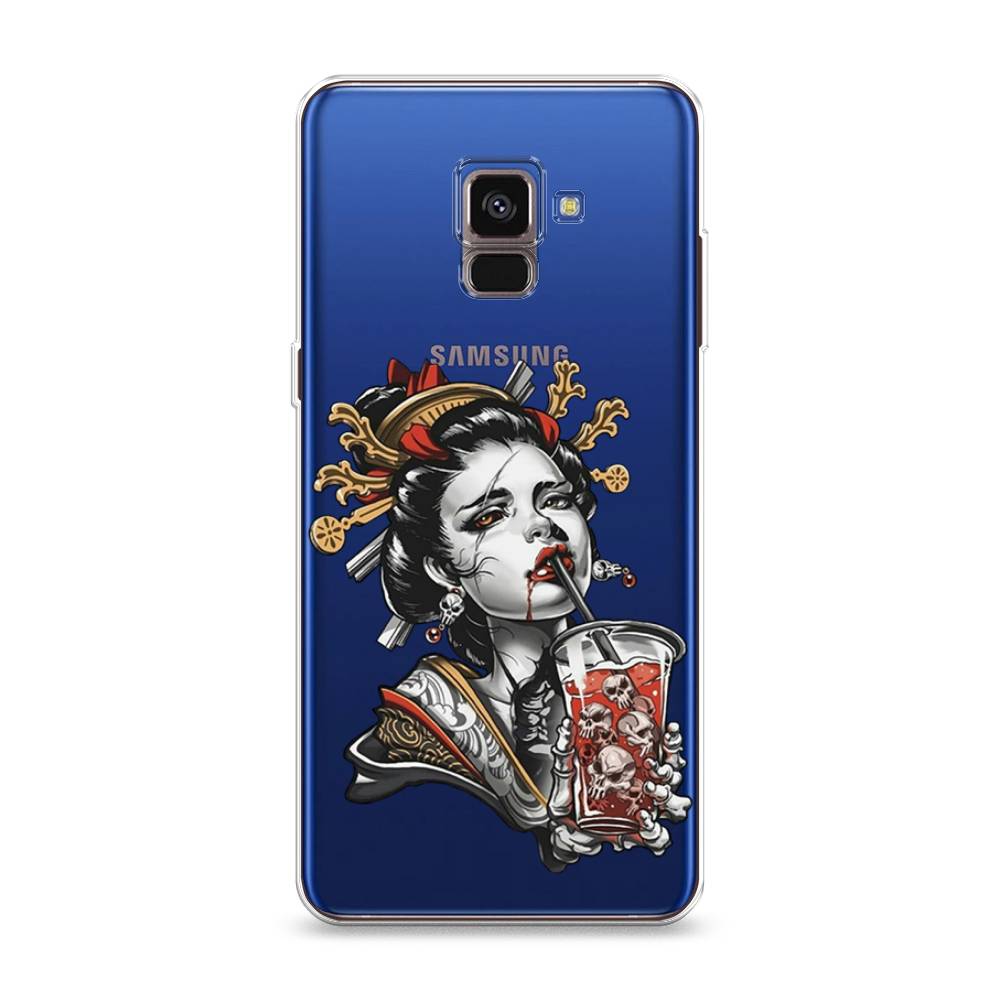 

Чехол на Samsung Galaxy A8 2018 "Опасная гейша", Красный;черный;серый, 25450-4