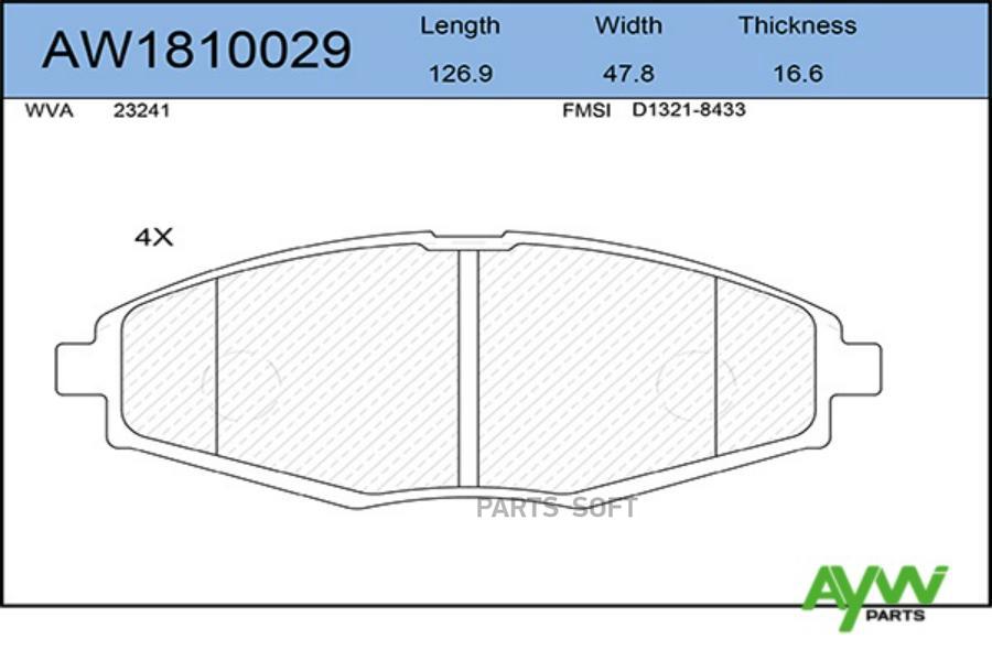 Тормозные колодки AywiParts дисковые AW1810029